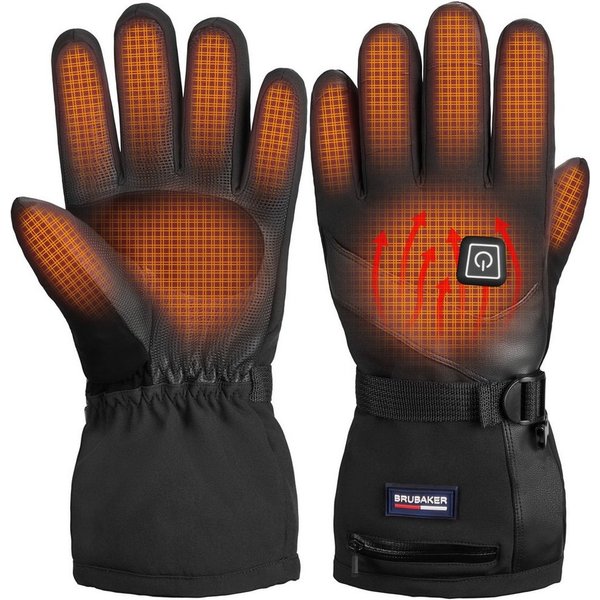BRUBAKER Skihandschuhe Beheizbare Thermo Handschuhe mit Akku (1-St., mit Reißverschluss-Tasche) 3 Stufen Temperaturregler Wasserdicht und Winddicht – Winterhand