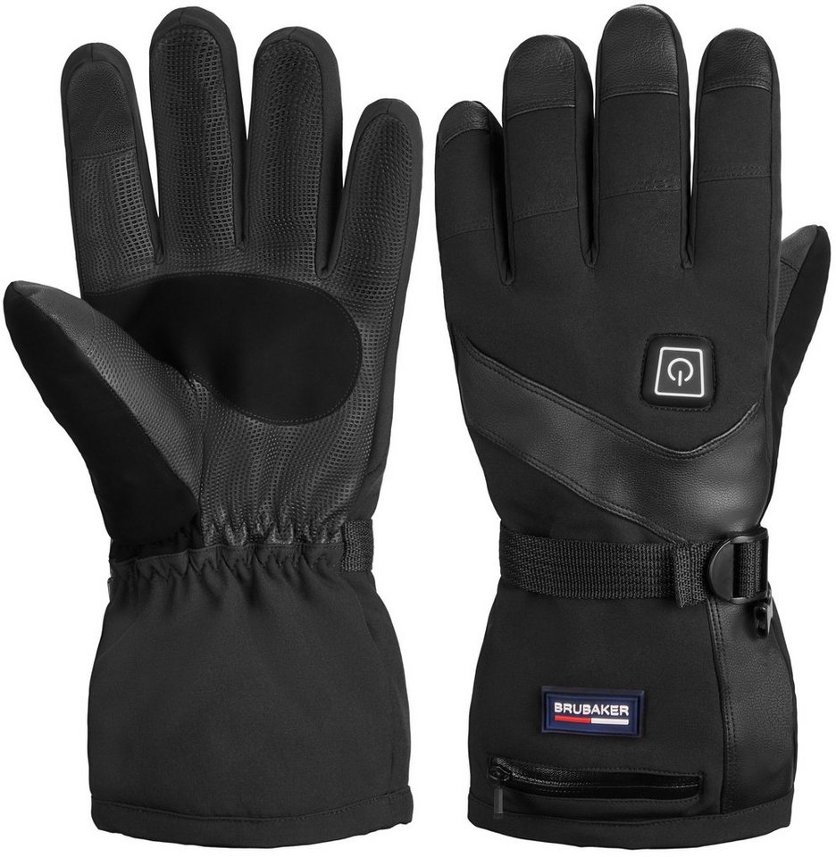 BRUBAKER Skihandschuhe Beheizbare Thermo Handschuhe mit Akku (1-St., mit Reißverschluss-Tasche) 3 Stufen Temperaturregler Wasserdicht und Winddicht – Winterhand – Bild 2 von 5