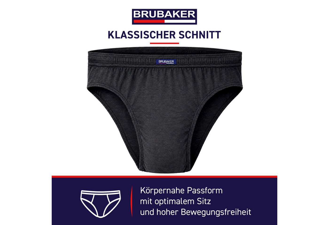 BRUBAKER Slip Herren Unterhose aus Baumwolle (Spar-Pack, 7-St., 7er-Pack) Großpackung Männer Unterwäsche, sehr bequeme Passform – Bild 3 von 5
