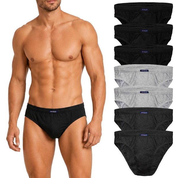 BRUBAKER Slip Herren Unterhose aus Baumwolle (Spar-Pack, 7-St., 7er-Pack) Großpackung Männer Unterwäsche, sehr bequeme Passform