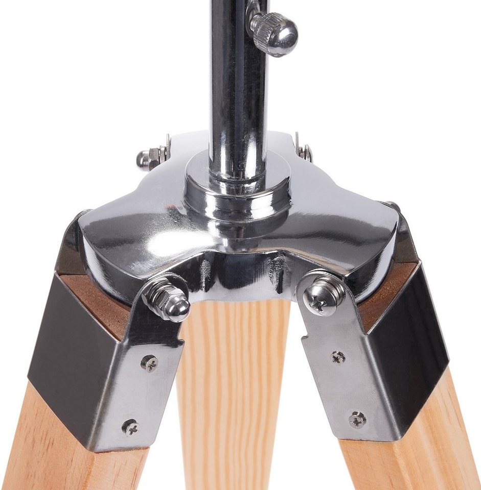 BRUBAKER Stehlampe Industrial Design Scheinwerfer Lampe, Ohne Leuchtmittel, natürliche Holz Optik – Bild 4 von 5