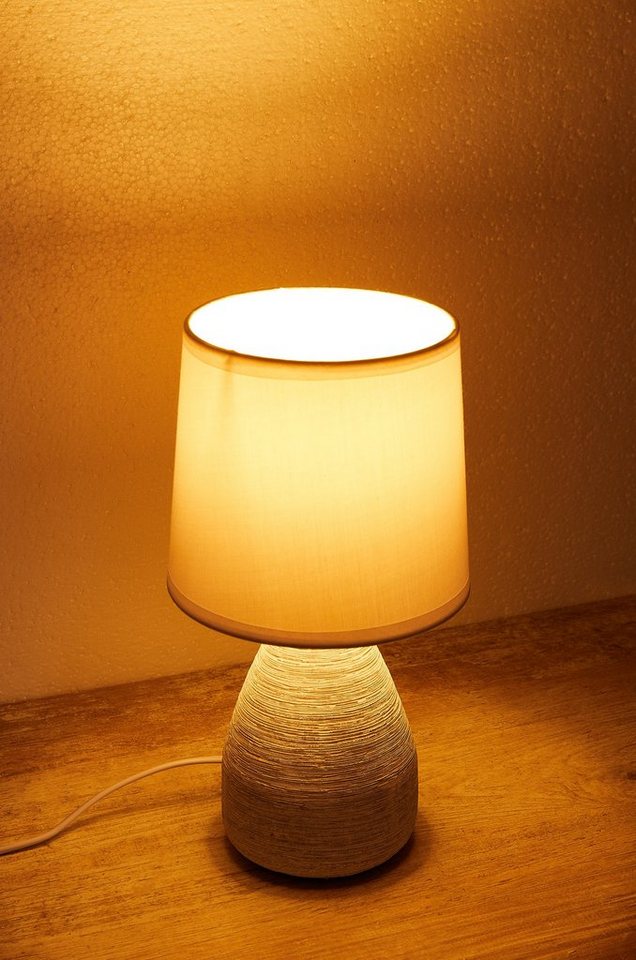 BRUBAKER Tischleuchte Landhaus Shabby Chic, Designer Tischlampe, Ohne Leuchtmittel, 1x oder 2er Set Deko Nachttischlampe mit Stein Optik – Bild 2 von 5