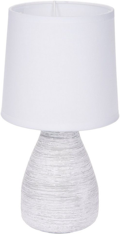 BRUBAKER Tischleuchte Landhaus Shabby Chic, Designer Tischlampe, Ohne Leuchtmittel, 1x oder 2er Set Deko Nachttischlampe mit Stein Optik – Bild 5 von 5