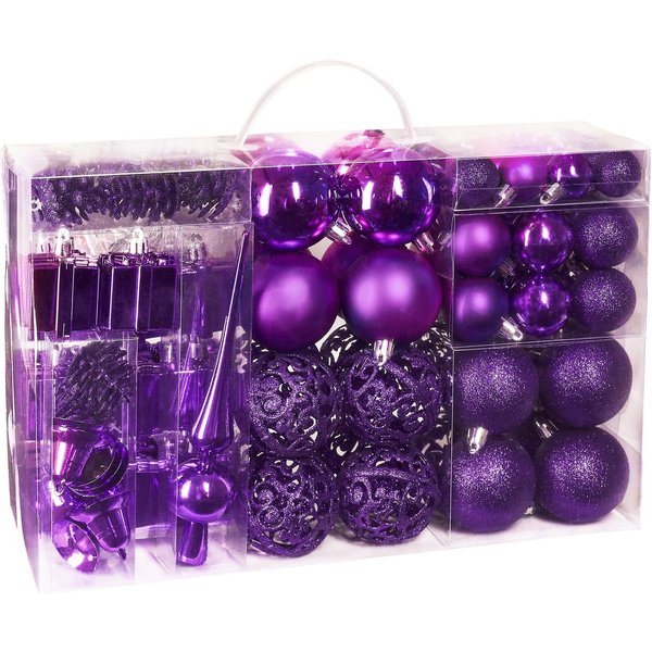 BRUBAKER Weihnachtsbaumkugel 101-teiliges Weihnachtskugel-Set mit Baumspitze, Christbaumschmuck aus Kunststoff, Weihnachtsdekoration edel und robust