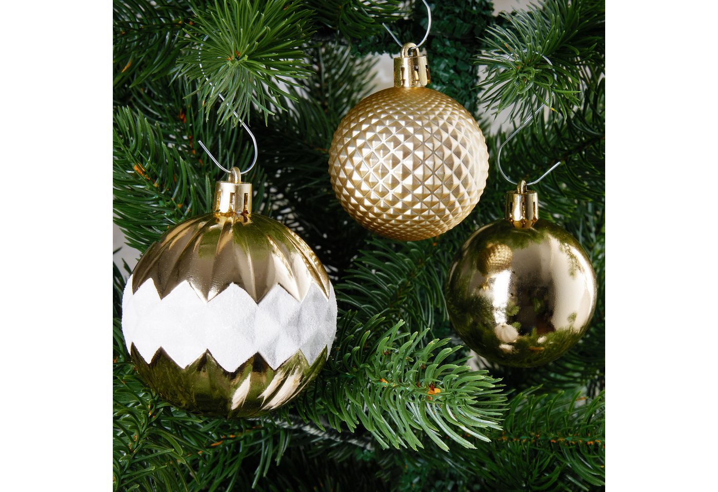 BRUBAKER Weihnachtsbaumkugel 50 -tlg. Premium Christbaumschmuck - Weihnachtskugel Set (50 St), Glitzer Kugeln, Schneeflocken, Eiszapfen und Tannenzapfen Baumsch – Bild 4 von 5