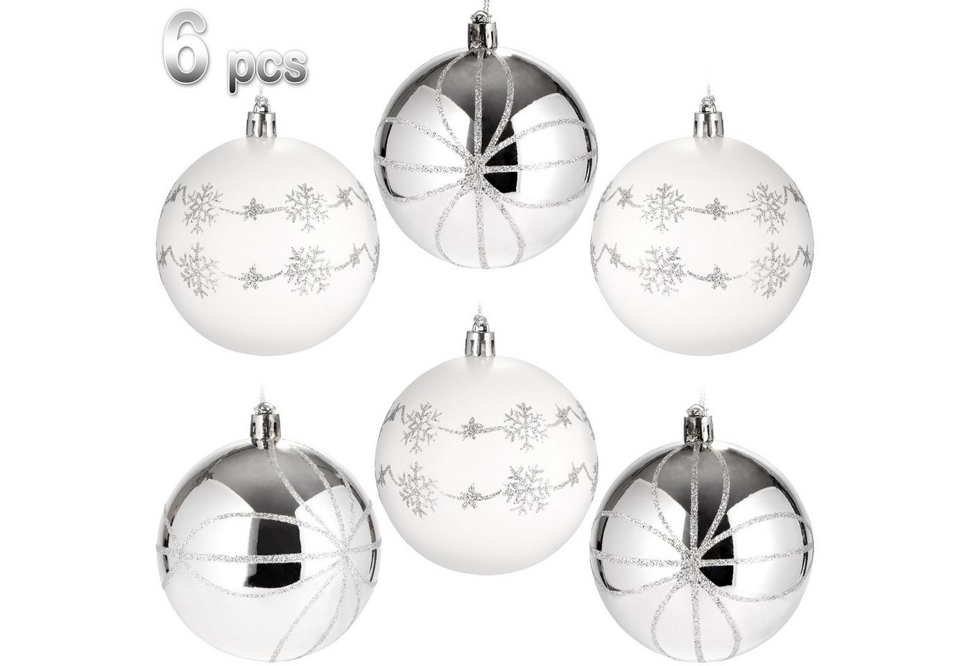 BRUBAKER Weihnachtsbaumkugel 6er Set Weihnachtskugeln - 8 cm Christbaumkugeln (6 St), Baumkugeln für Weihnachtsdeko - handbemalte Weihnachtsbaumkugeln – Bild 4 von 5