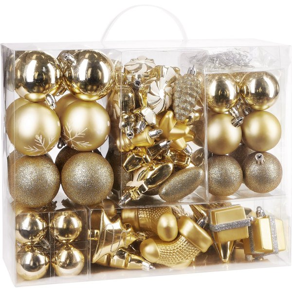 BRUBAKER Weihnachtsbaumkugel 77-teiliges Weihnachtskugel-Set, Christbaumschmuck aus Kunststoff, Weihnachtsdekoration Baumkugeln