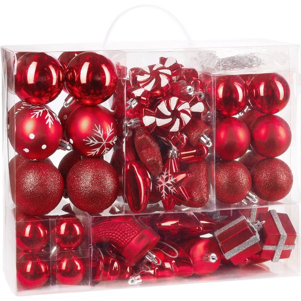 BRUBAKER Weihnachtsbaumkugel 77-teiliges Weihnachtskugel-Set, Christbaumschmuck aus Kunststoff, Weihnachtsdekoration Baumkugeln