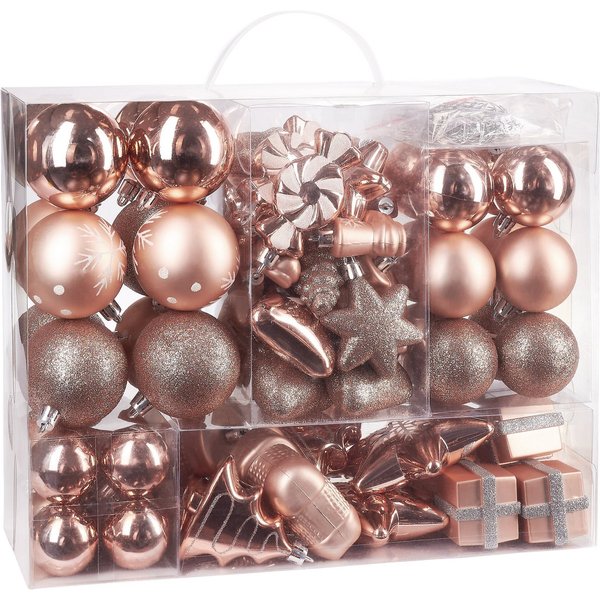 BRUBAKER Weihnachtsbaumkugel 77-teiliges Weihnachtskugel-Set, Christbaumschmuck aus Kunststoff, Weihnachtsdekoration Baumkugeln
