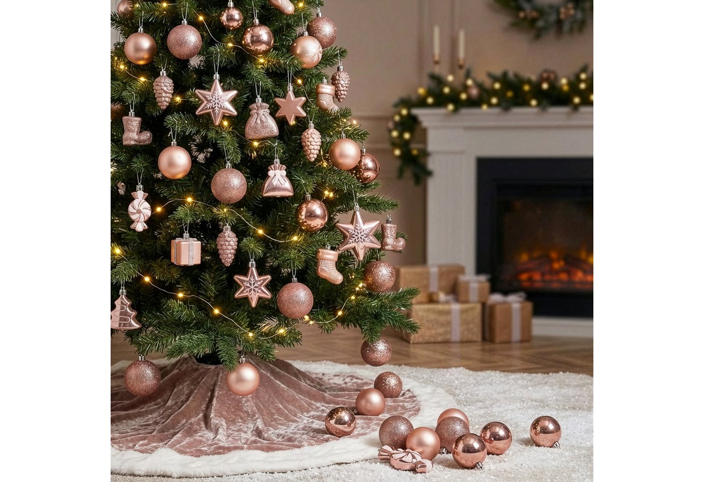 BRUBAKER Weihnachtsbaumkugel 77-teiliges Weihnachtskugel-Set, Christbaumschmuck aus Kunststoff, Weihnachtsdekoration Baumkugeln – Bild 2 von 5
