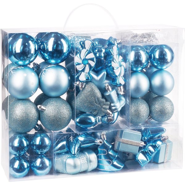 BRUBAKER Weihnachtsbaumkugel 77-teiliges Weihnachtskugel-Set, Christbaumschmuck aus Kunststoff, Weihnachtsdekoration Baumkugeln