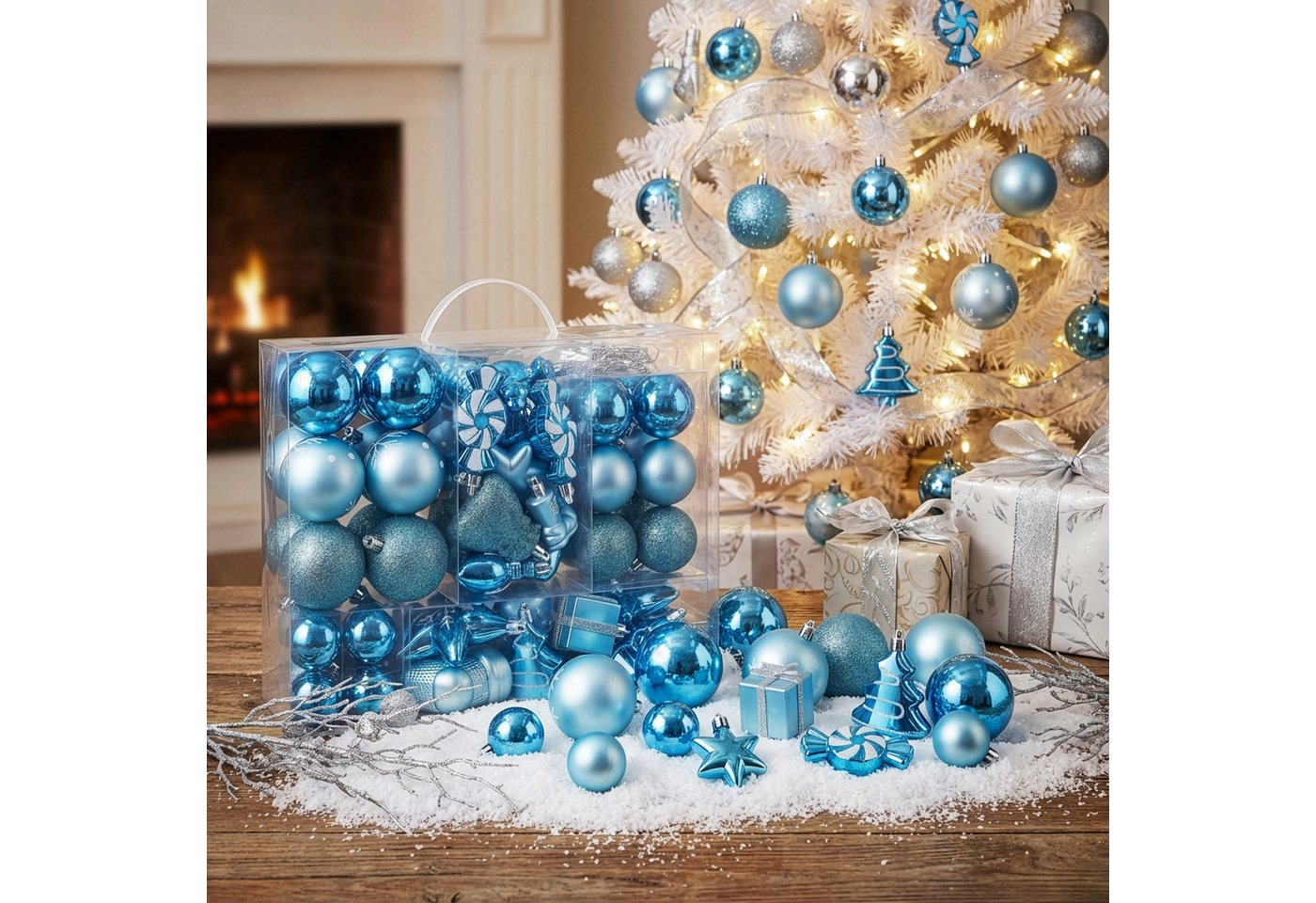 BRUBAKER Weihnachtsbaumkugel 77-teiliges Weihnachtskugel-Set, Christbaumschmuck aus Kunststoff, Weihnachtsdekoration Baumkugeln – Bild 2 von 5