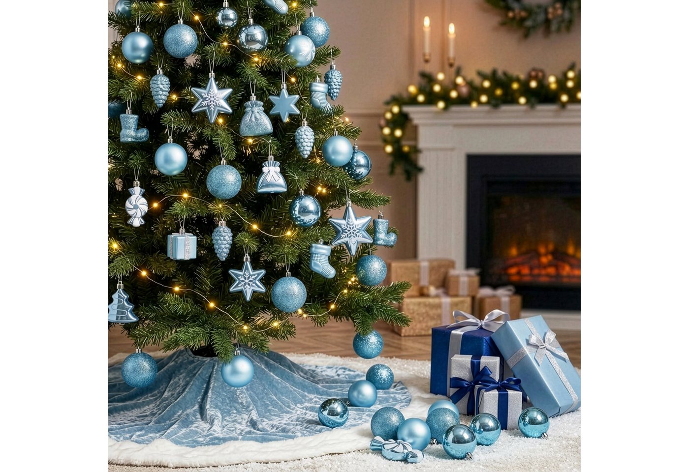 BRUBAKER Weihnachtsbaumkugel 77-teiliges Weihnachtskugel-Set, Christbaumschmuck aus Kunststoff, Weihnachtsdekoration Baumkugeln – Bild 4 von 5