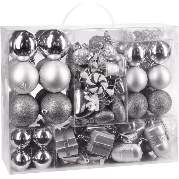 BRUBAKER Weihnachtsbaumkugel 77-teiliges Weihnachtskugel-Set, Christbaumschmuck aus Kunststoff, Weihnachtsdekoration Baumkugeln