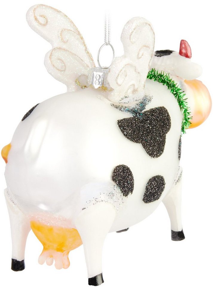 BRUBAKER Weihnachtsbaumkugel Fliegende Kuh Weihnachtskugel - Handbemalter Christbaumschmuck Lustig (1 St), Glas Christbaumkugel Weihnachtsdeko Figur – Bild 5 von 5