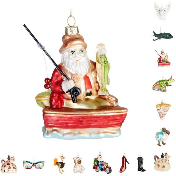 BRUBAKER Weihnachtsbaumkugel Lustige Weihnachtskugel aus Glas - Handbemalt und Mundgeblasen Figuren (1 St), Christbaumschmuck Weihnachtsdeko Anhänger - Deko