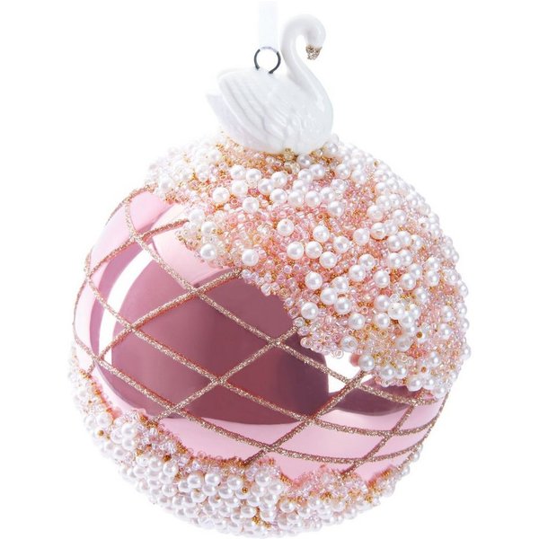 BRUBAKER Weihnachtsbaumkugel Premium Weihnachtskugel mit Porzellan Figur - Handdekorierte Baumkugel (1 St), 10 cm Christbaumschmuck aus Glas mit Perlen Dekorati