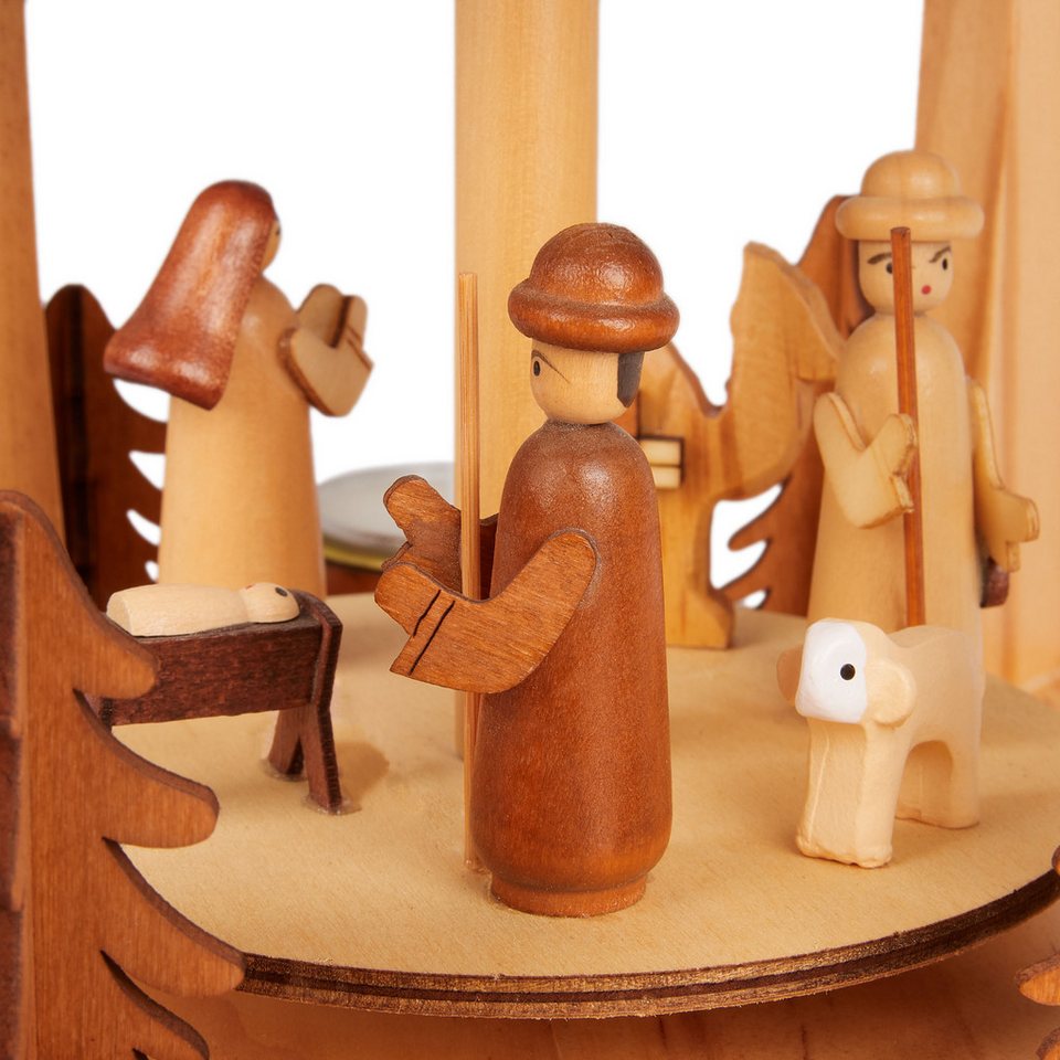 BRUBAKER Weihnachtspyramide Teelichtpyramide für Weihnachten - Pyramide für 4x Pyramiden-Teelicht, 44 cm Weihnachtspyramide aus Holz - Tischpyramide Krippenspie – Bild 4 von 5