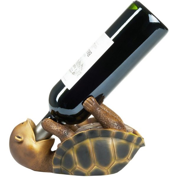 BRUBAKER Weinflaschenhalter Durstige Schildkröte, (Weinzubehör - Witziges Wein Geschenk, 1-St., Meeresschildkröte Deko Figur Handbemalt Bar), Flaschenhalter Tri