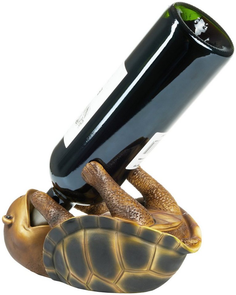 BRUBAKER Weinflaschenhalter Durstige Schildkröte, (Weinzubehör - Witziges Wein Geschenk, 1-St., Meeresschildkröte Deko Figur Handbemalt Bar), Flaschenhalter Tri – Bild 2 von 5