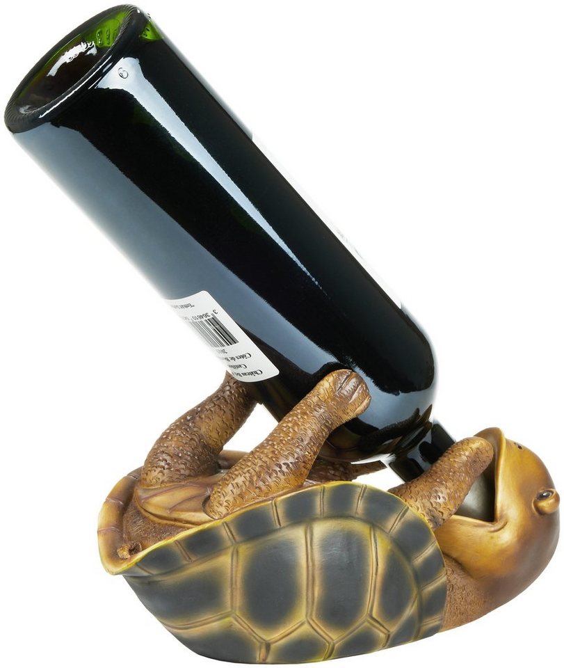 BRUBAKER Weinflaschenhalter Durstige Schildkröte, (Weinzubehör - Witziges Wein Geschenk, 1-St., Meeresschildkröte Deko Figur Handbemalt Bar), Flaschenhalter Tri – Bild 4 von 5