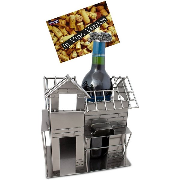BRUBAKER Weinflaschenhalter Richtfest, (inklusive Grußkarte), Metall Skulptur, Wein Geschenk