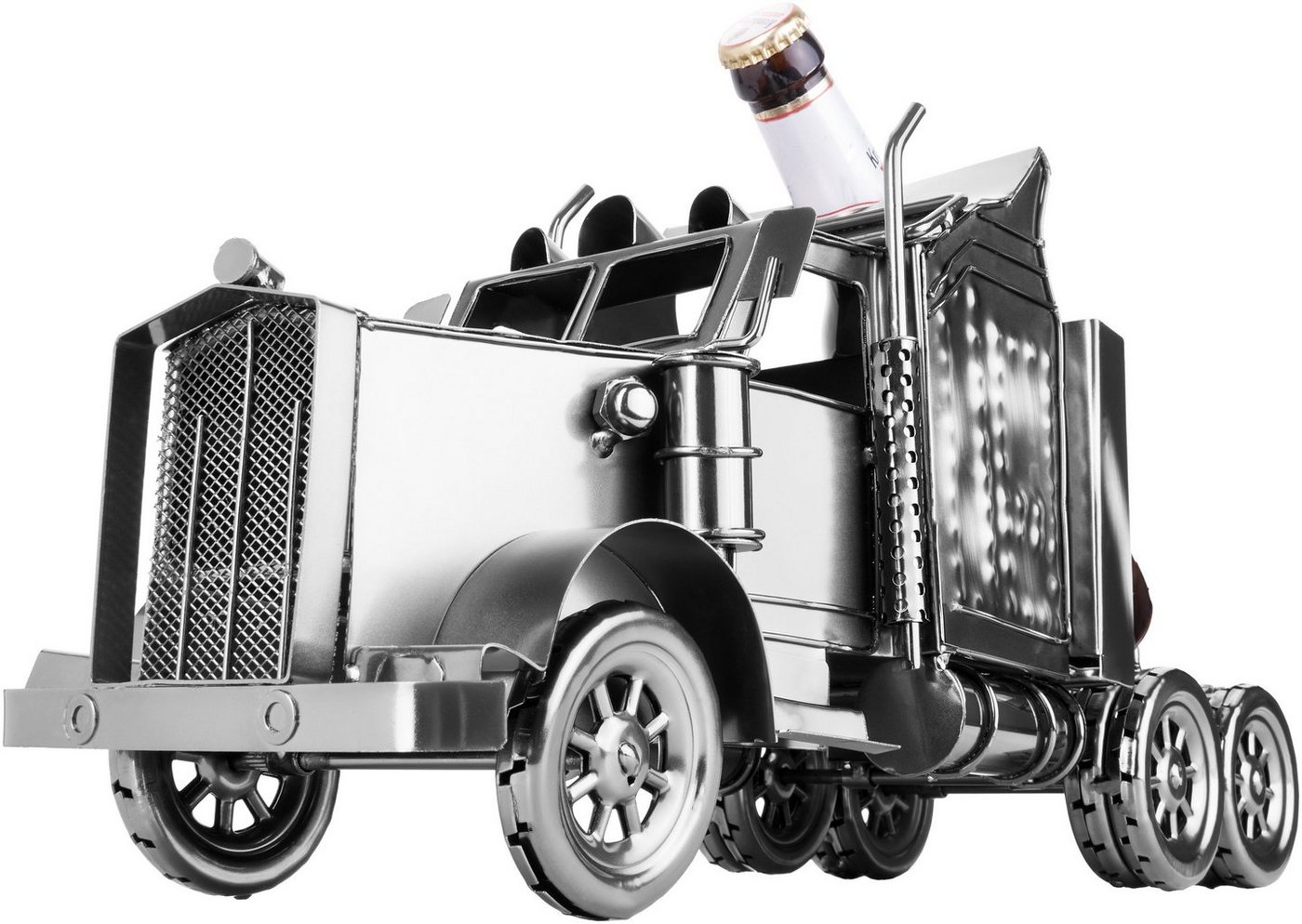 BRUBAKER Weinflaschenhalter Truck, (Bierflaschenhalter für Trucker und LKW-Fahrer, 1-St., inklusive Grußkarte), Herren Metall Skulptur, Bier Geschenk, LKW Bierh – Bild 2 von 5