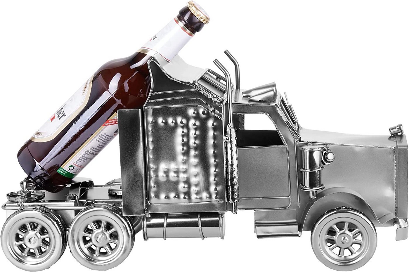BRUBAKER Weinflaschenhalter Truck, (Bierflaschenhalter für Trucker und LKW-Fahrer, 1-St., inklusive Grußkarte), Herren Metall Skulptur, Bier Geschenk, LKW Bierh – Bild 3 von 5