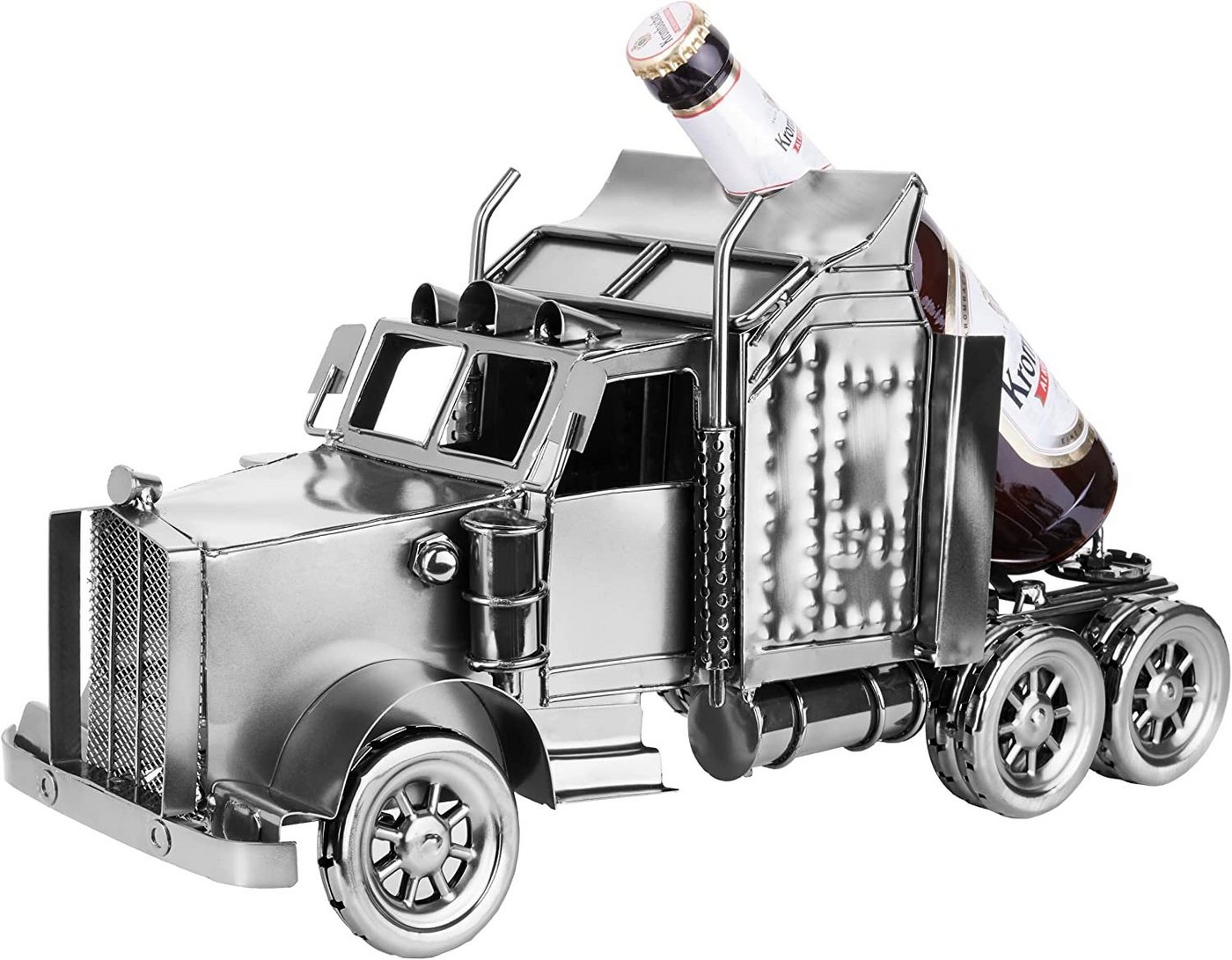 BRUBAKER Weinflaschenhalter Truck, (Bierflaschenhalter für Trucker und LKW-Fahrer, 1-St., inklusive Grußkarte), Herren Metall Skulptur, Bier Geschenk, LKW Bierh – Bild 4 von 5