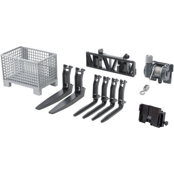 Bruder® Spielwelt Zubehörset Frontladergabel,Gitterpalette,Seilwinde (02318), Made in Europe