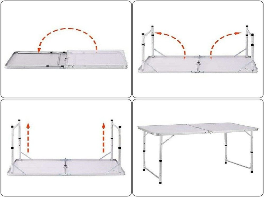 BruKa Klapptisch Campingtisch COMPACT Weiß Klapptisch klappbarer Gartentisch, klappbar Tisch, Mehrzwecktisch, 120 cm – Bild 3 von 5