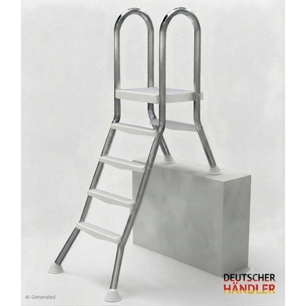 BruKa Poolleiter EASY teilversenkte Edelstahl Becken Pool Leiter Schwimmbad Treppe (1-St)