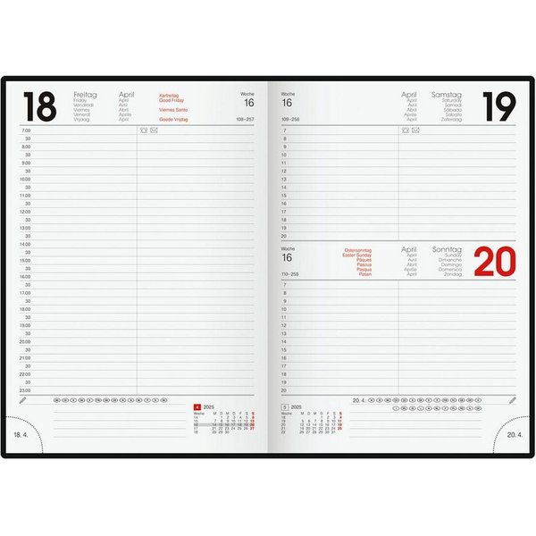 BRUNNEN Buchkalender, für 2027, 1 Seite = 1 Tag (Sa/So = 1 Seite)
