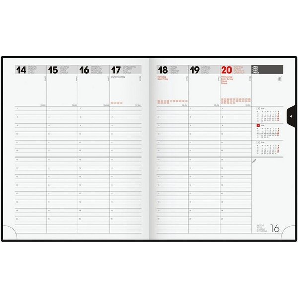 BRUNNEN Buchkalender, für 2027, 2 Seiten = 1 Woche