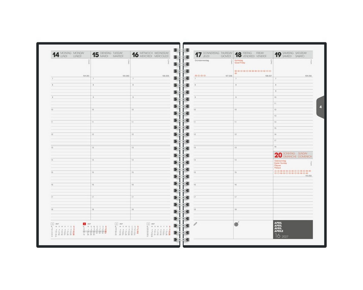 BRUNNEN Buchkalender Buchkalender 797 16,8x24cm 1 Woche/2 Seiten Karton-Einband schwarz 202 – Bild 2 von 2
