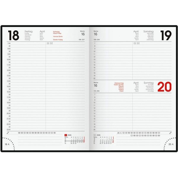 BRUNNEN Buchkalender, für 2027, 1 Seite = 1 Tag (Sa/So = 1 Seite)