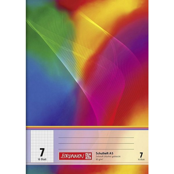 BRUNNEN Schulheft, A5, kariert (Lineatur 7), 16 Blatt, ungelocht