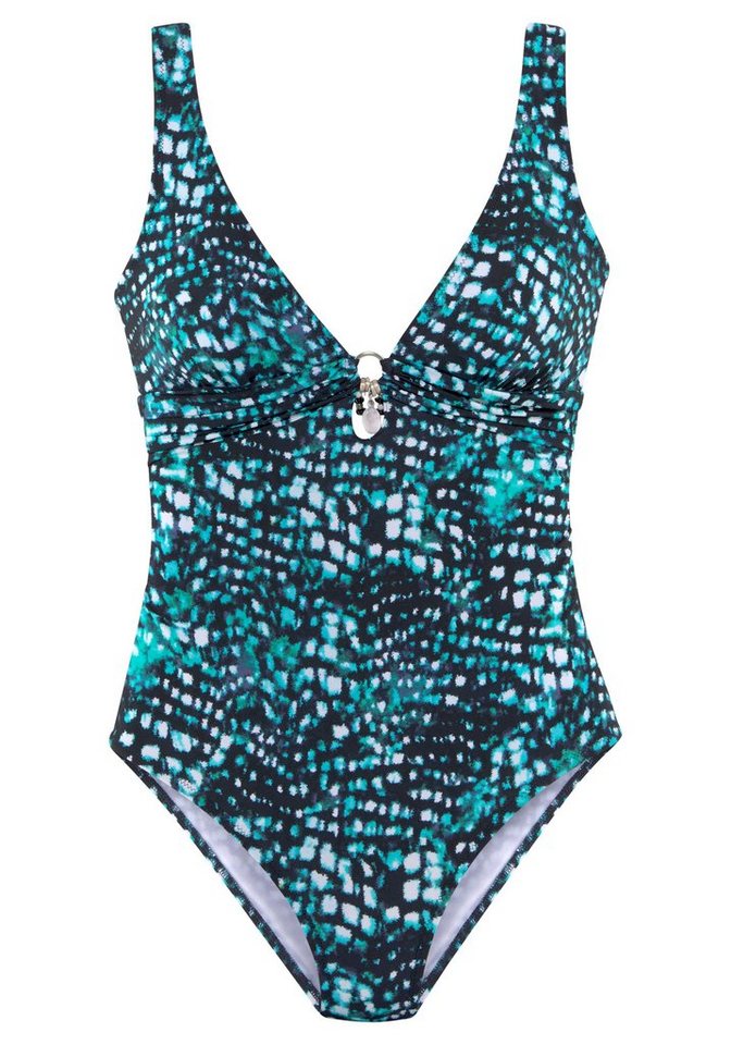 Bruno Banani Badeanzug mit silberfarbenem Accessoire – Bild 2 von 5