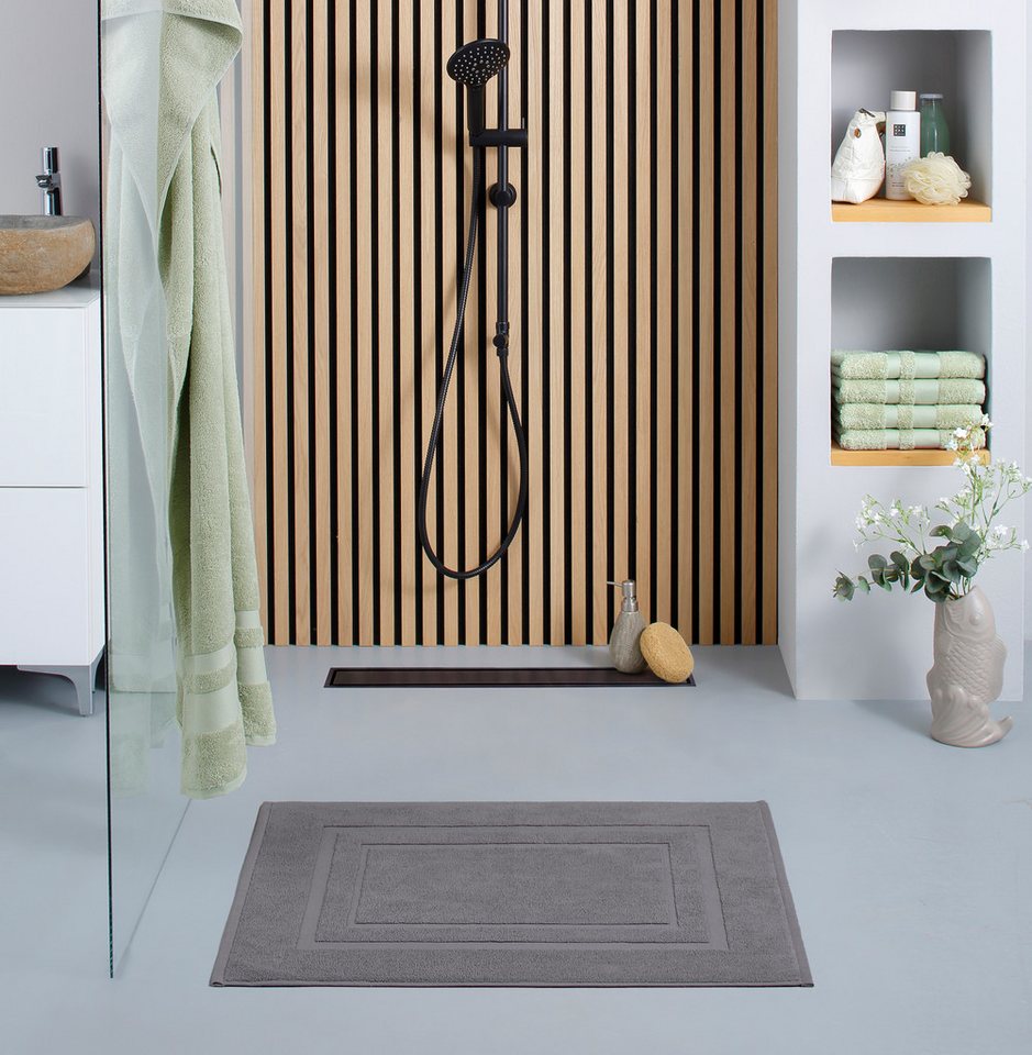 Bruno Banani Badematte Robby, 2 tlg. Hotelmatten-Set, 50x70cm, Duschvorleger, Höhe 5 mm, beidseitig nutzbar, fußbodenheizungsgeeignet, Baumwolle, rechteckig, Ba – Bild 3 von 5