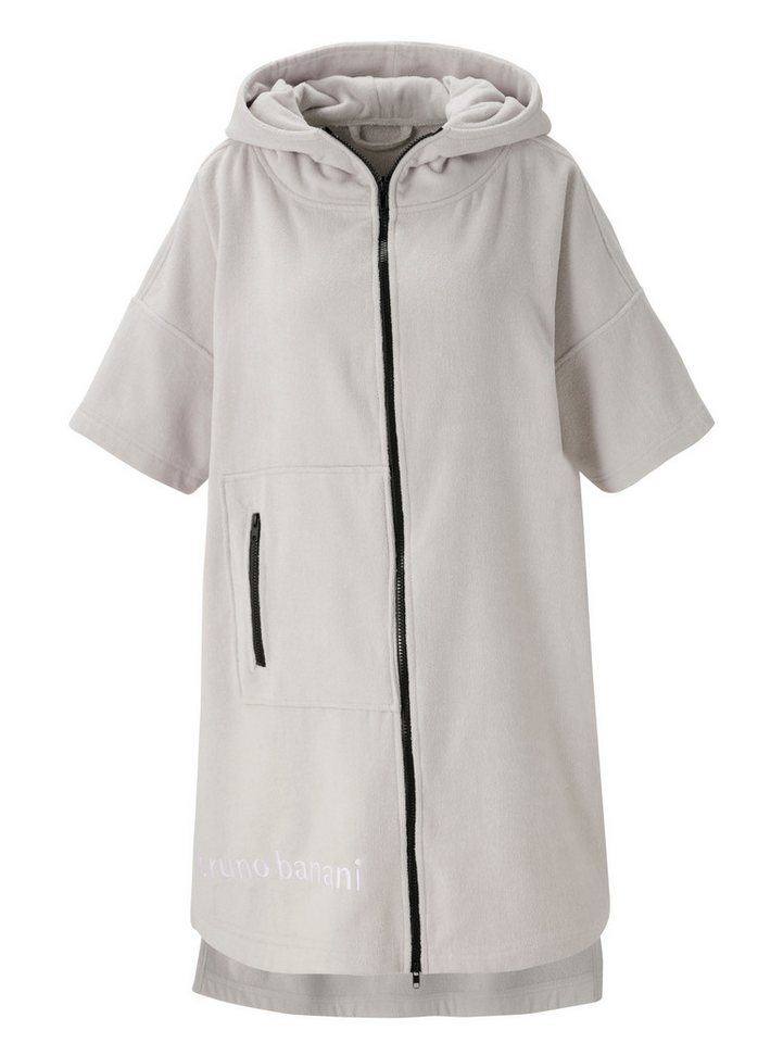 Bruno Banani Badeponcho Daniel, ideal für Sauna, Spa & im Urlaub, Damen & Herren, Midilänge, Frottier, Kapuze, 2-Wege Reißverschluss, Surfponcho, 100% Baumwolle – Bild 2 von 5