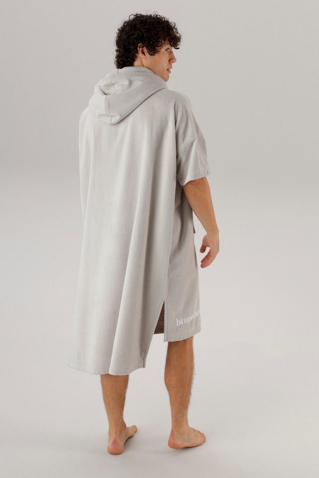 Bruno Banani Badeponcho Daniel, ideal für Sauna, Spa & im Urlaub, Damen & Herren, Midilänge, Frottier, Kapuze, 2-Wege Reißverschluss, Surfponcho, 100% Baumwolle – Bild 3 von 5