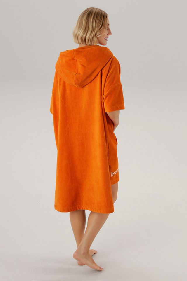Bruno Banani Badeponcho Daniel, ideal für Sauna, Spa & im Urlaub, Damen & Herren, Midilänge, Frottier, Kapuze, 2-Wege Reißverschluss, Surfponcho, 100% Baumwolle – Bild 3 von 5