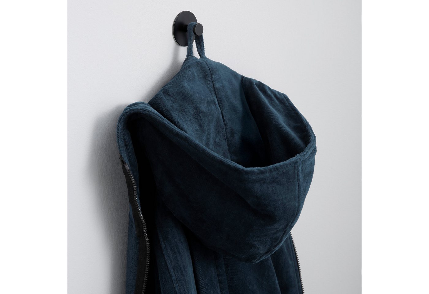 Bruno Banani Badeponcho Daniel, ideal für Sauna, Spa & im Urlaub, Damen & Herren, Midilänge, Frottier, Kapuze, 2-Wege Reißverschluss, Surfponcho, 100% Baumwolle – Bild 5 von 5