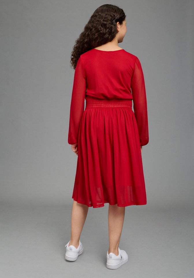 Bruno Banani Chiffonkleid Meshkleid mit transparenten Ärmeln für festliche Anlässe Festliches Shirtkleid mit Chiffon – Bild 2 von 5