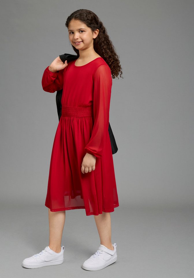 Bruno Banani Chiffonkleid Meshkleid mit transparenten Ärmeln für festliche Anlässe Festliches Shirtkleid mit Chiffon – Bild 4 von 5