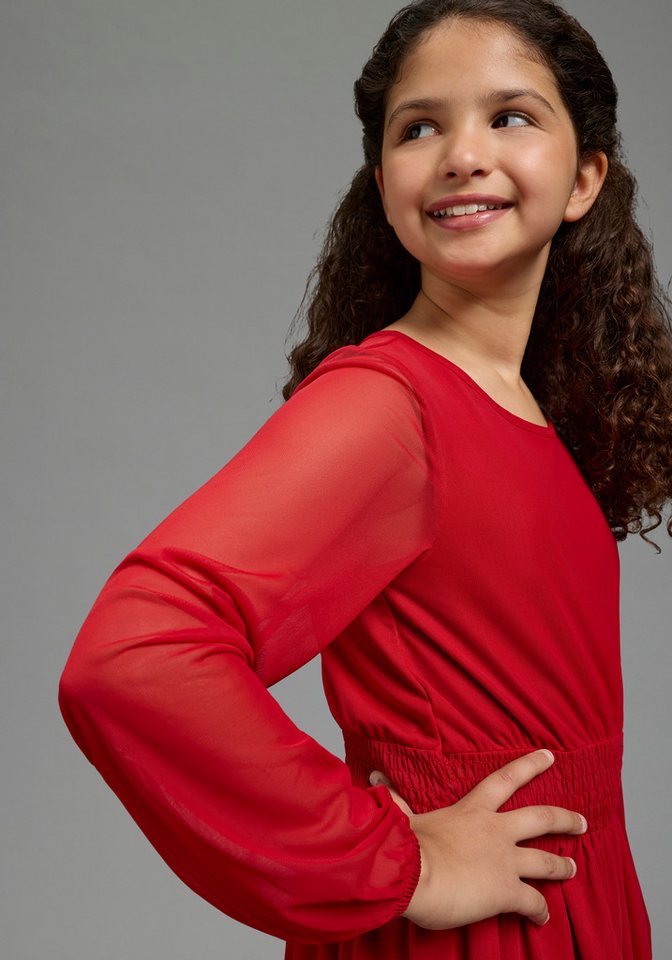 Bruno Banani Chiffonkleid Meshkleid mit transparenten Ärmeln für festliche Anlässe Festliches Shirtkleid mit Chiffon – Bild 5 von 5