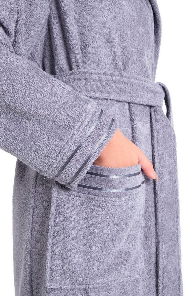 Bruno Banani Damenbademantel Clement, ideal für Sauna & Spa, Hotelbademantel, Morgenmantel, Langform, Walkfrottier, Kapuze, Gürtel, 100% Baumwolle, einfarbig, g – Bild 4 von 5