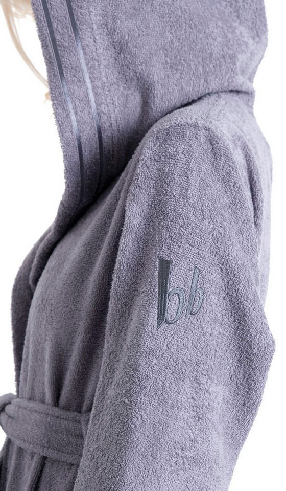 Bruno Banani Damenbademantel Clement, ideal für Sauna & Spa, Hotelbademantel, Morgenmantel, Langform, Walkfrottier, Kapuze, Gürtel, 100% Baumwolle, einfarbig, g – Bild 5 von 5