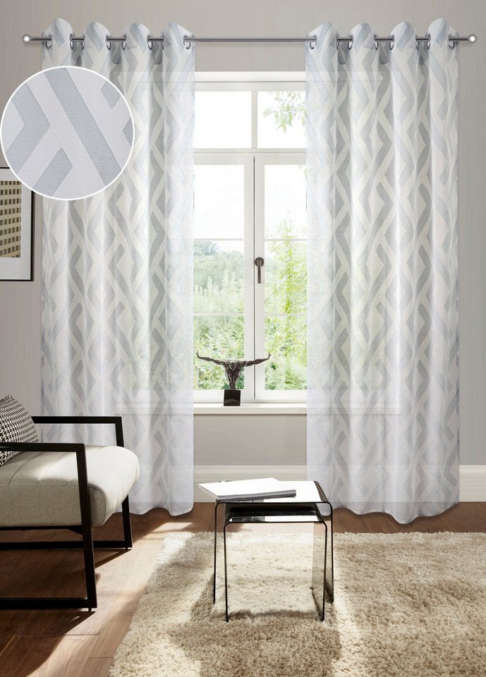 Bruno Banani Gardine Lynn, 1 Stück, Ösen, halbtransparent, Scherli (1 St), Ösen, halbtransparent, Scherli, schöner Schal, Scherli, zeitlos und modern – Bild 2 von 5