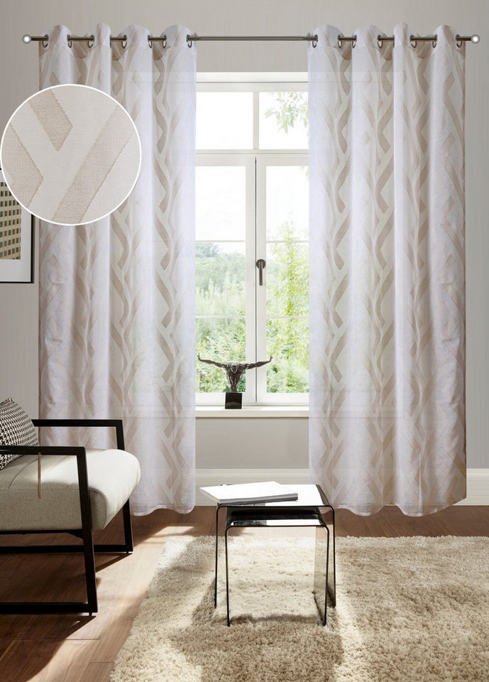 Bruno Banani Gardine Lynn, 1 Stück, Ösen, halbtransparent, Scherli (1 St), Ösen, halbtransparent, Scherli, schöner Schal, Scherli, zeitlos und modern – Bild 2 von 5